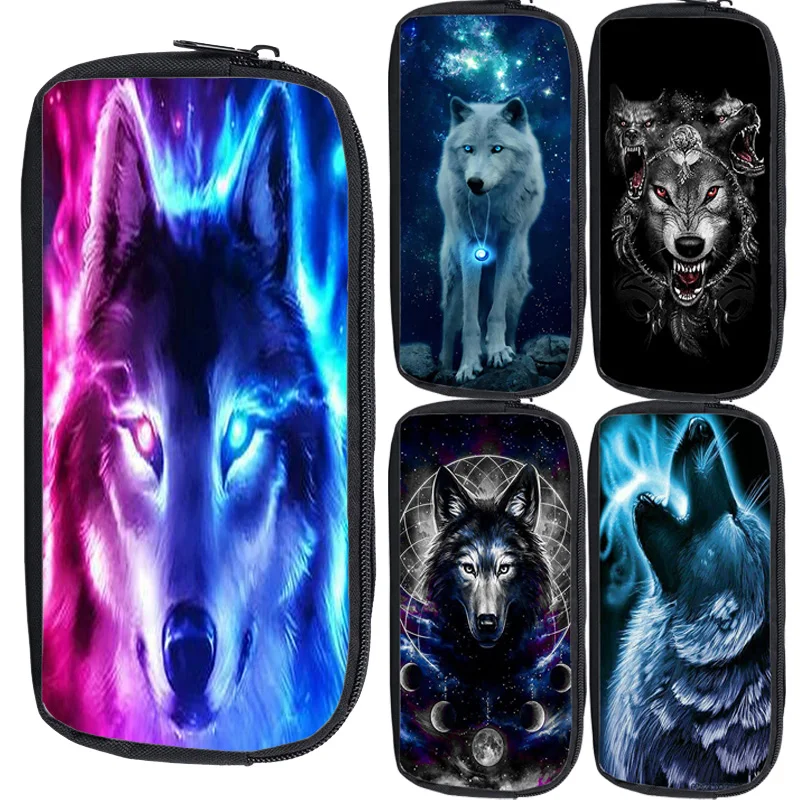 

High Quality 3D Animal Wolf Pencil Cases Large Capacity Pencil Bag School Supplies Pencil Pouch Canvas Makeup Case Pencilcase