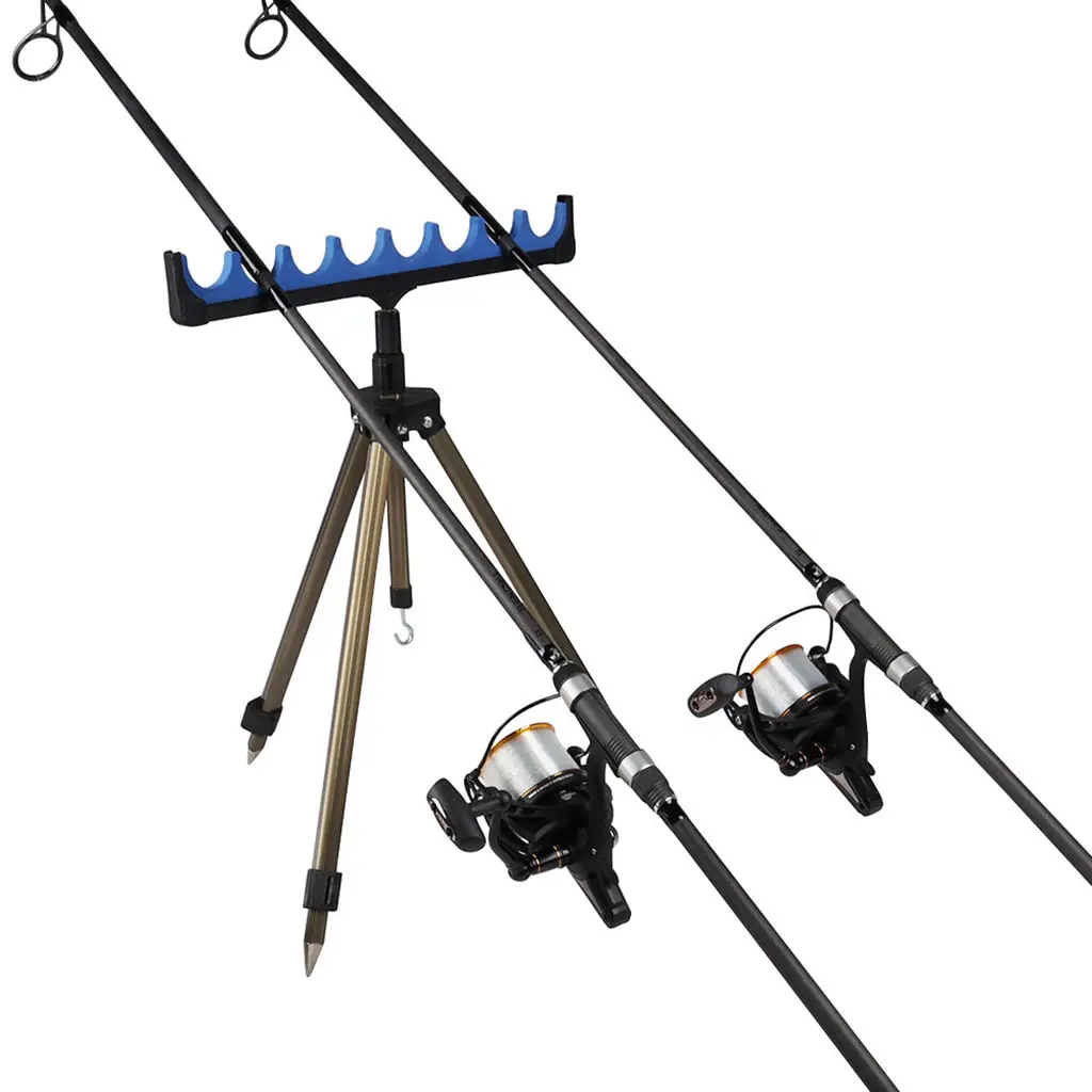 Dobrável telescópico Pesca Rod Stand, Ground Holder, Tripé Stand, Rack para Shore, peixes do mar
