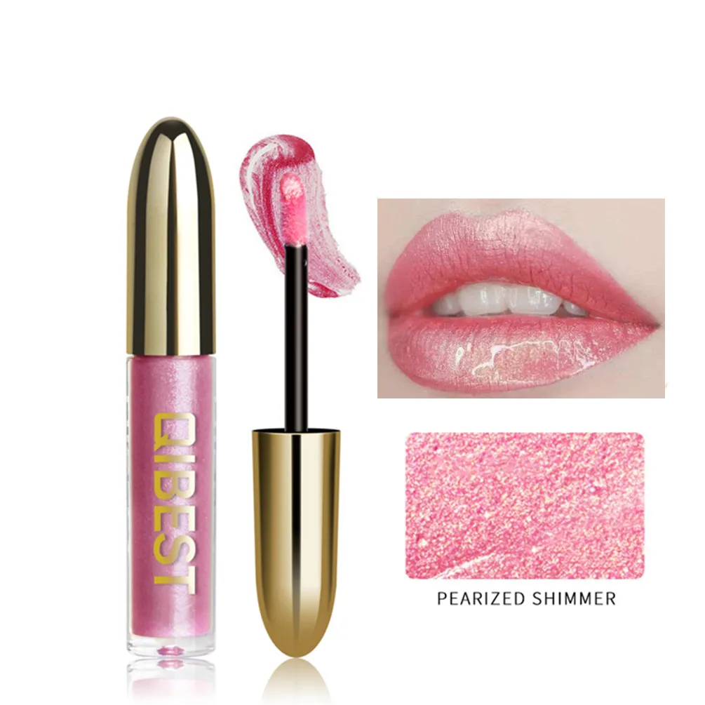 QIBEST Colorful Glitter Lipgloss Super Shock Metal Lip Gloss Lip Tint Moisturizing Long Lasting Shine Lip Glossy Beauty Cosmetic