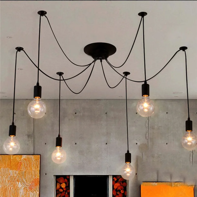 

DIY Spider Chandelier Industrial Pendant Lights E27 Modern Ceiling Hanging Lamp Dinning Living Room Courtyard Lighting Fixture