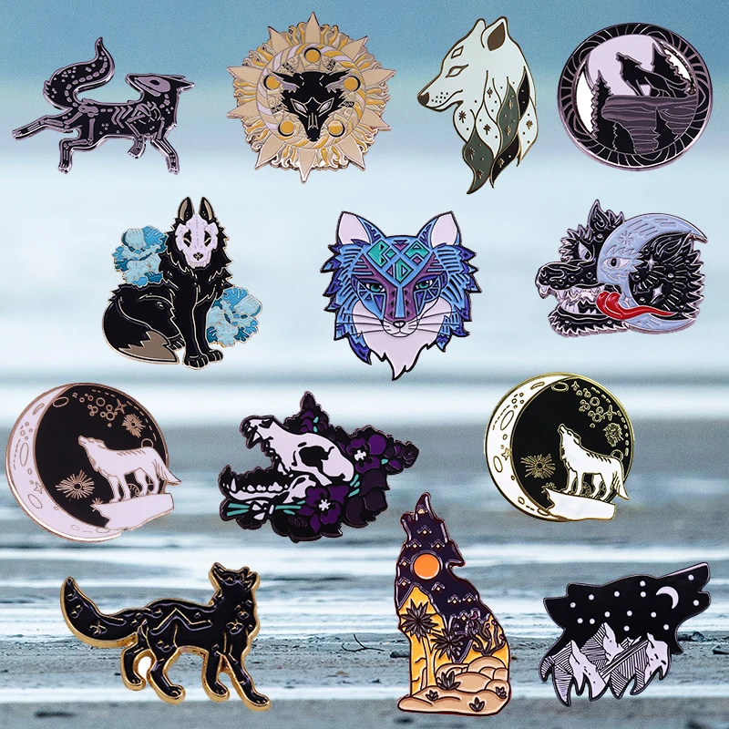 Skull Wolf Enamel Pin Okami Brooches Dark Romance Brooch Animal Wild Life Badge Demon Art Jewelry