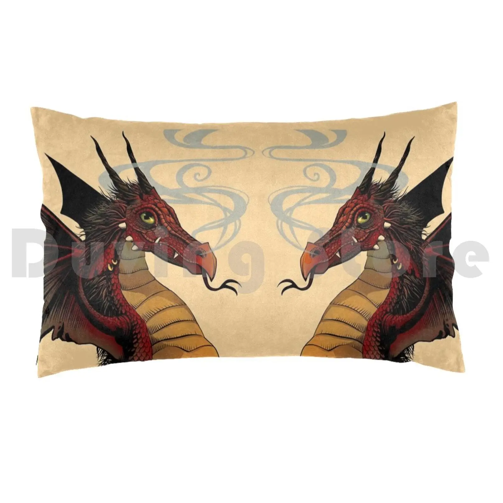 Red Dragon Pillow Case DIY 50*70 Dragon Red Fantasy Smaug Fantasy Creatures Creatures Medieval Middle Ages