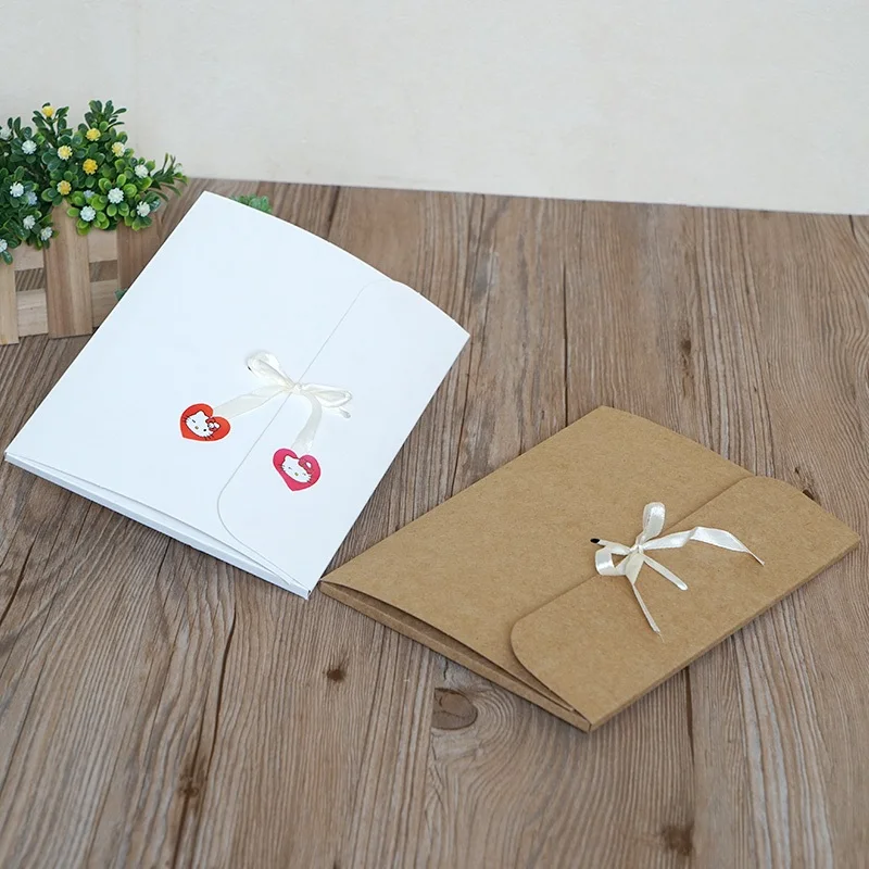 Large Kraft Envelope Shape Packaging Box, Flat White Paper Gift Box for Silk Scarf and Underwear Packaging, 10Pcs