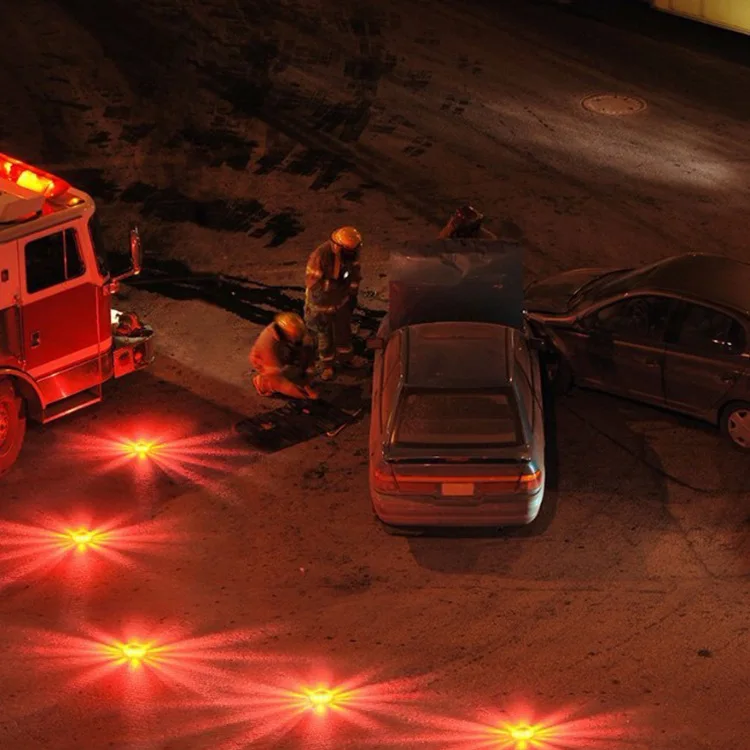 Bengalas de carretera de Seguridad de Tráfico de emergencia, 12 LED, 8 modos, luz de alarma de advertencia, baliza de disco de Base magnética para coche, camión, barco