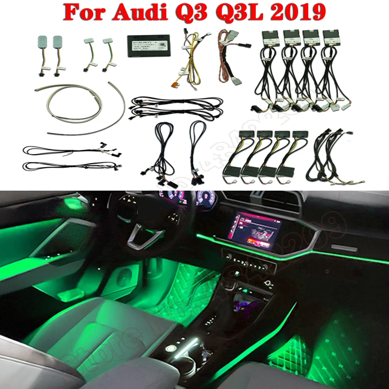 

Car Ambient Light Set For Audi Q3 Q3L 2019 MMI Control Decorative LED 30 colors Atuo Neon Atmosphere Lamp illuminated Strip