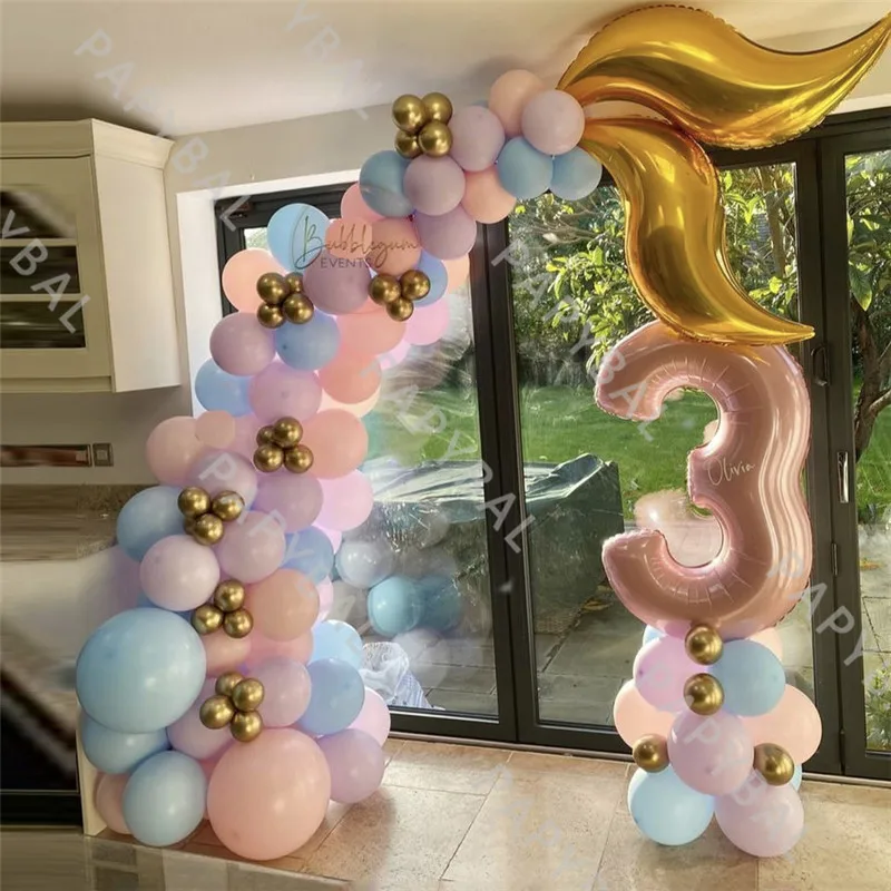 

97Pcs Pink Blue Arch Garland Balloon Kit Mermaid Tail Foil Balloon Set Birthday Party Decoration Baby Shower Globos