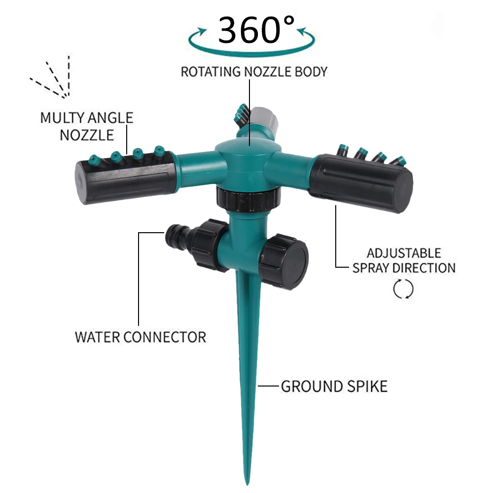 Water Sprinklers Automatic 360 Rotating for Garden ABS Lawn Sprinkler Sprinklers Lawn Irrigation Garden Water Spray Device D30
