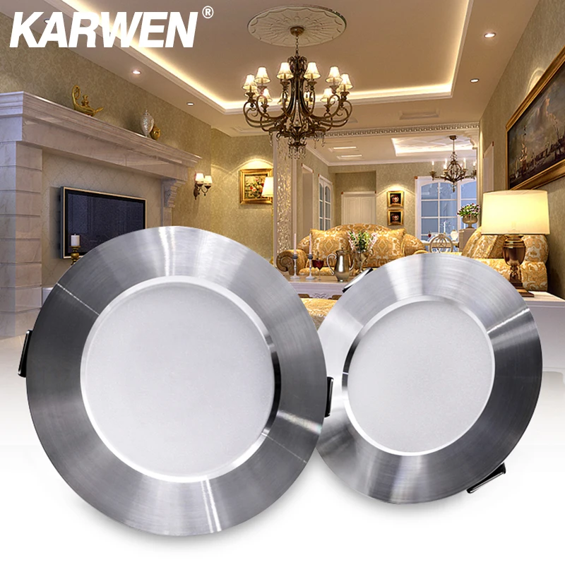 KARWEN LED typu Downlight srebrny sufit 5W 7W 9W 12W 15W AC 220V 230V 240V led typu downlight zimne ciepłe białe światło led do sypialni