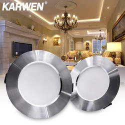 KARWEN LED typu Downlight srebrny sufit 5W 7W 9W 12W 15W AC 220V 230V 240V led typu downlight zimne ciepłe białe światło led do sypialni