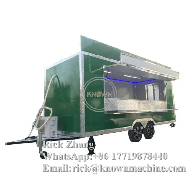 China Supplier Street 4m Mobile Food Cart / Fast Food Truck / Red Square Food Trailer With Cooking Equipment