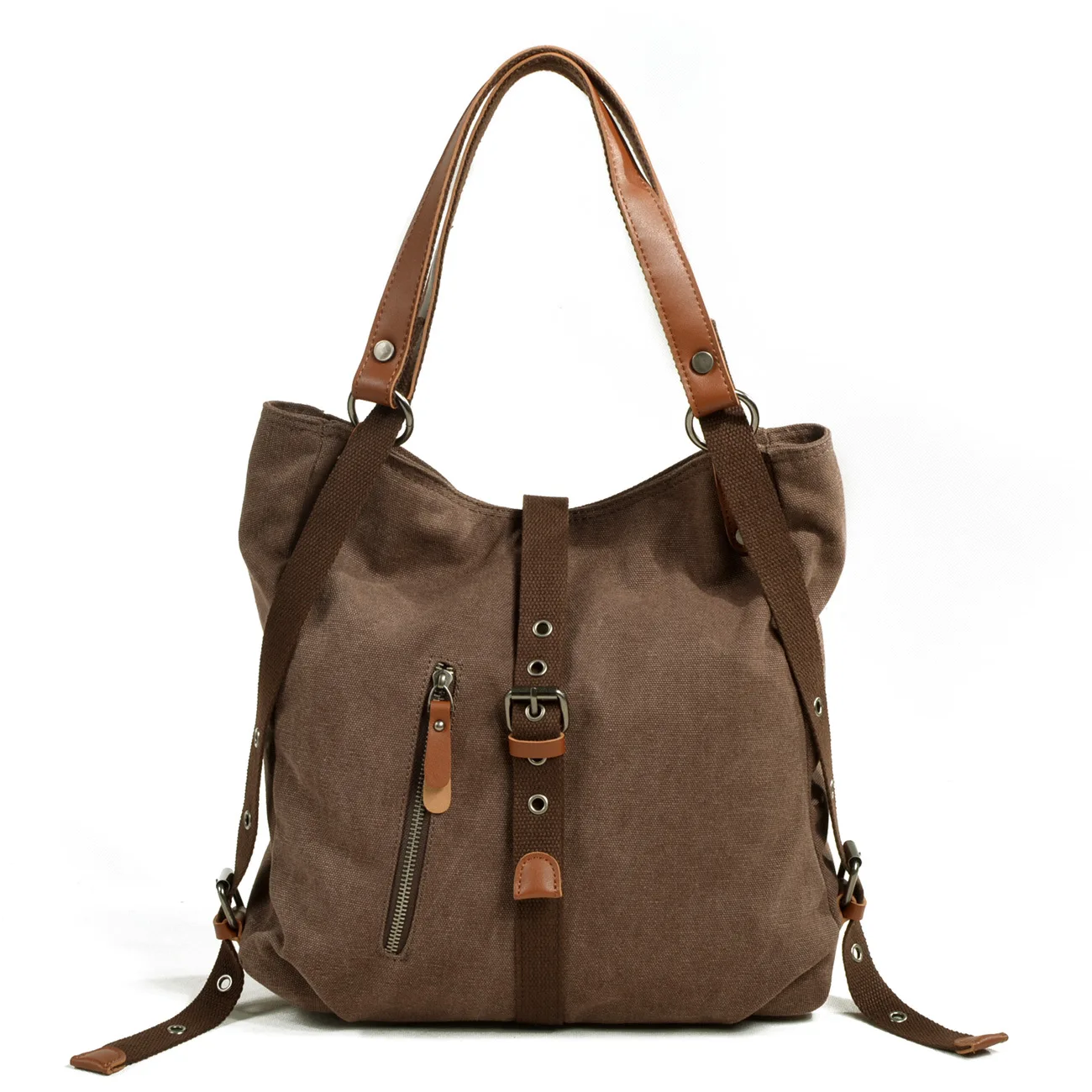 New canvas handbags, multi-function handbags, backpacks, solid color leather shoulder straps, ladies travel bags Half Moon