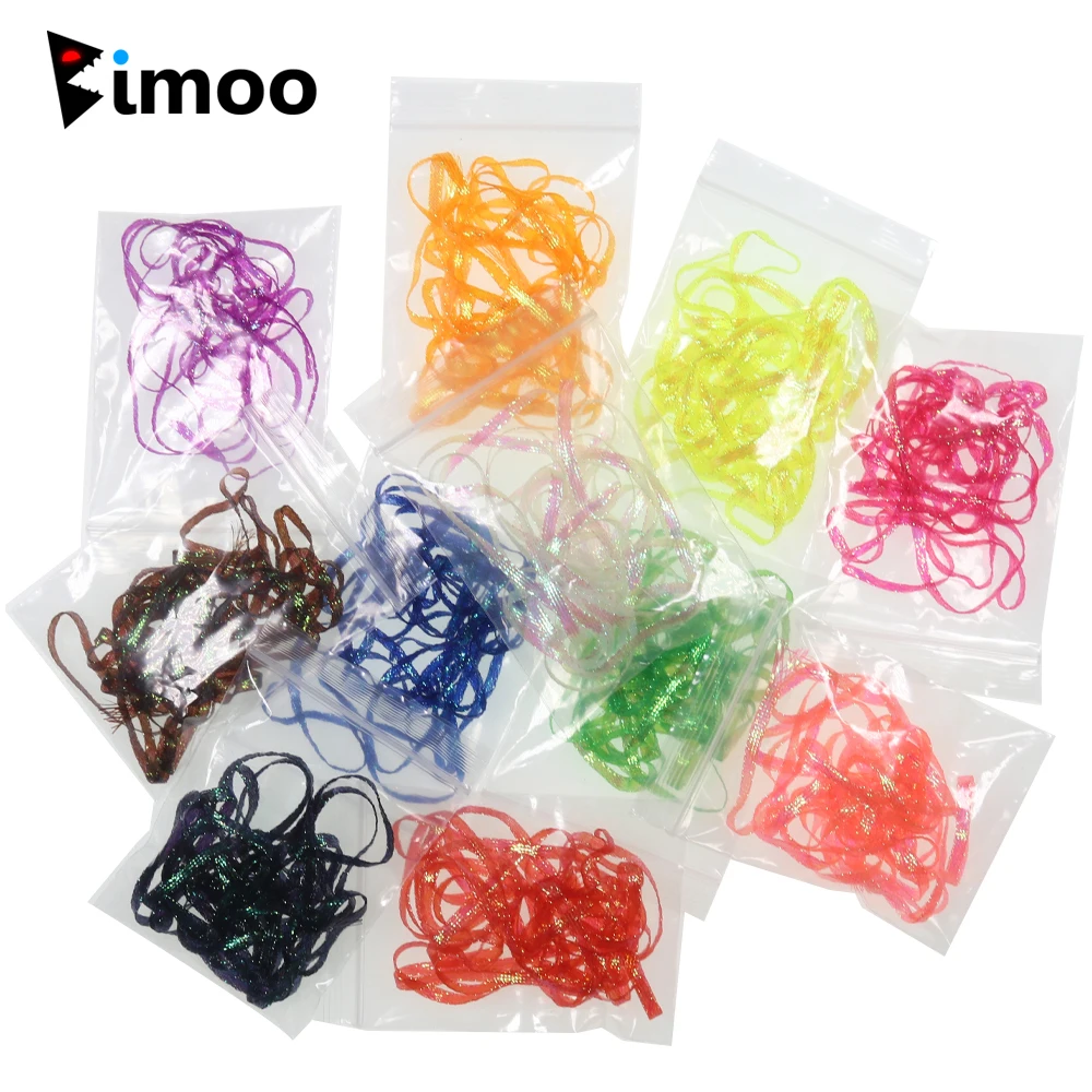 Bimoo 3mm/4mm 2 jardów/worek UV Flurocent płaski diamentowy warkocz dla Emergers nimfa krewetki Scud słonowodne Streamer materiał muchowy