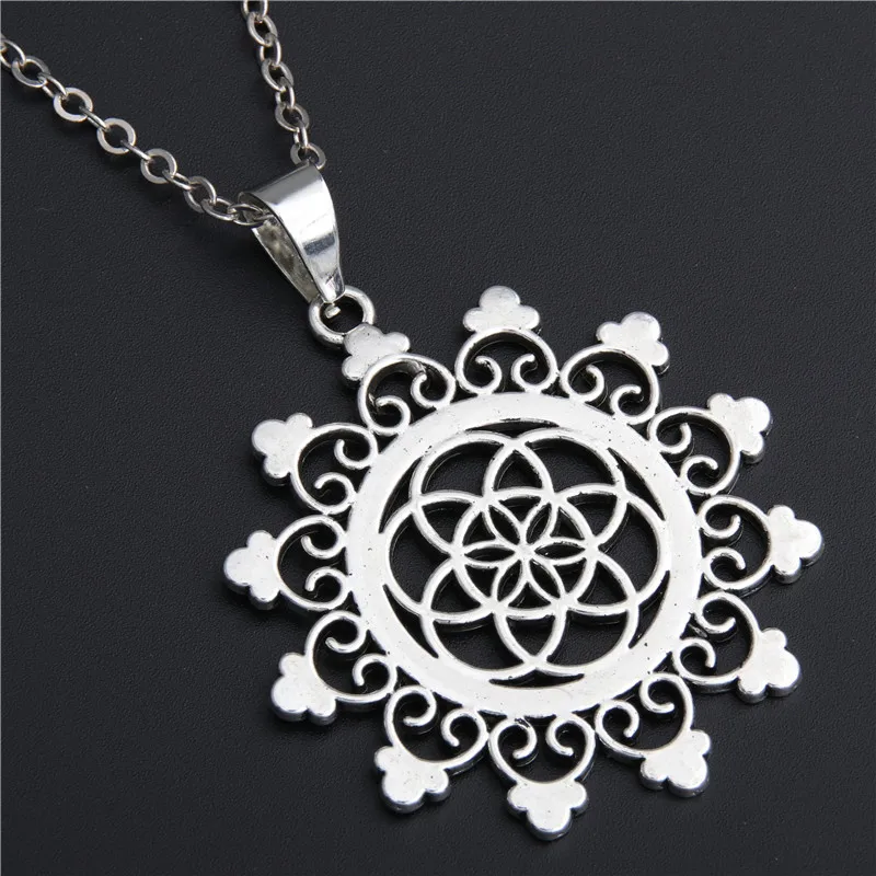 1pc Seed And Flower Of Life Yoga Jewelry Sacred Geometry Boho Jewelry Mandala Deer Pendant Necklace