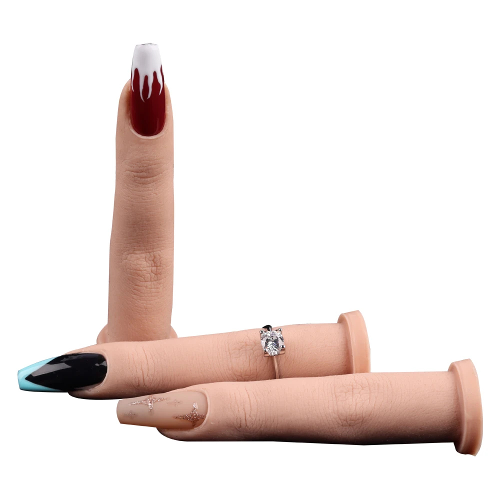 Nail Training Fingers Silicone Practice Finger Model Tool Finger Training Nail Manicure for Jewelry Display Nail Art Tools