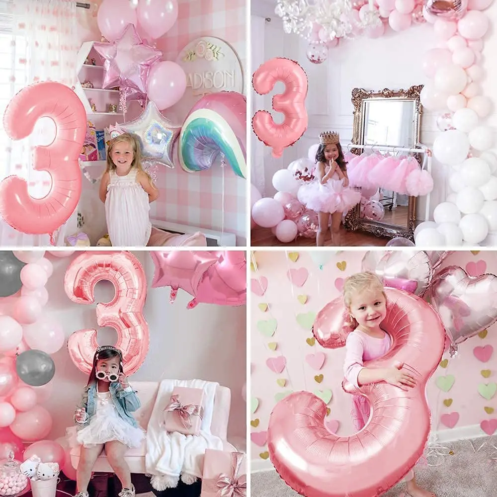 1-9 Year Girl Birthday Balloon Decor First Birthday Party Decorations for Kids Girl Baby Shower Pink Balloon Garland Arch