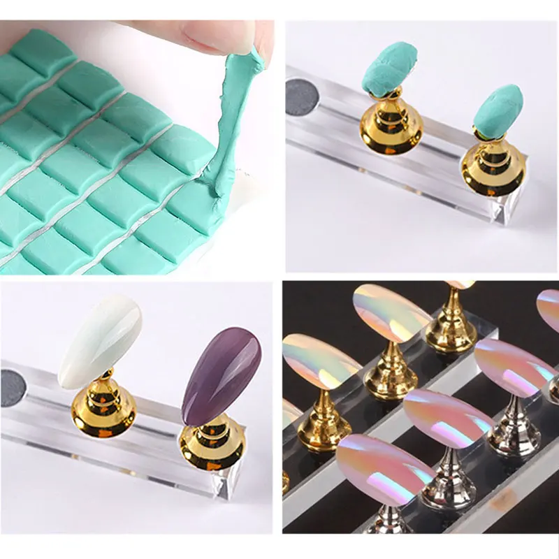 1 Pack Nail Adhesive Glue Clay Stick For Nails Tips Holder Stand Display Manicure False Nails Clay Nail Art Practice Tool