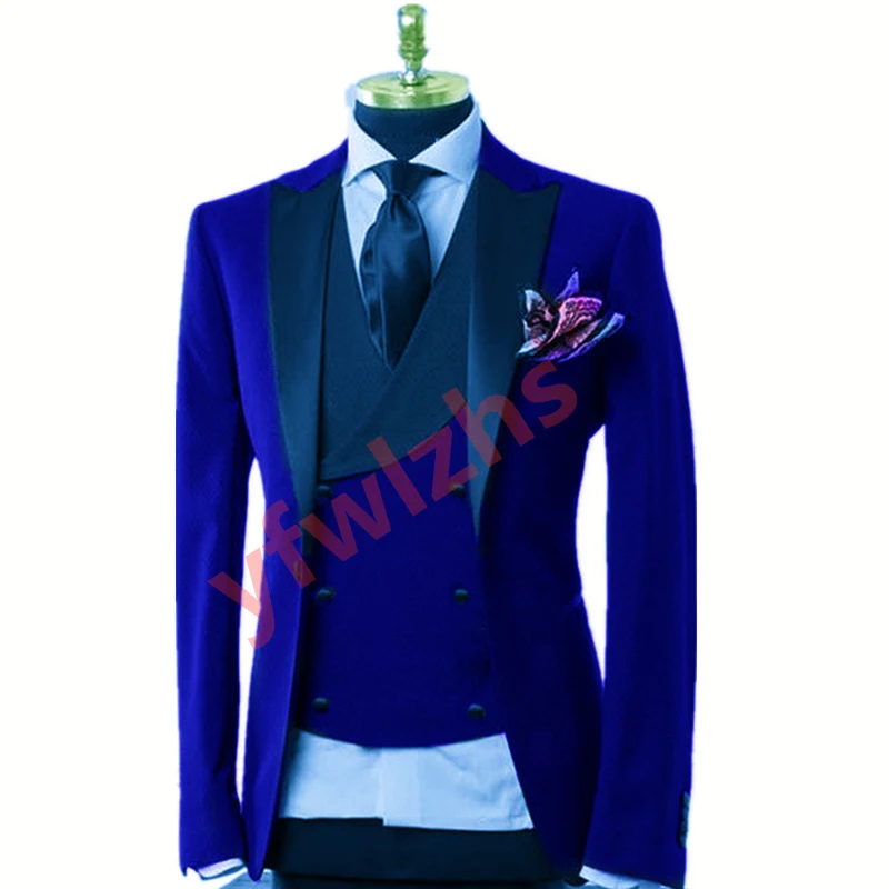 Traje de novio guapo con un botón, traje para boda/graduación, mejor Blazer (chaqueta + Pantalones + chaleco + corbata) B390