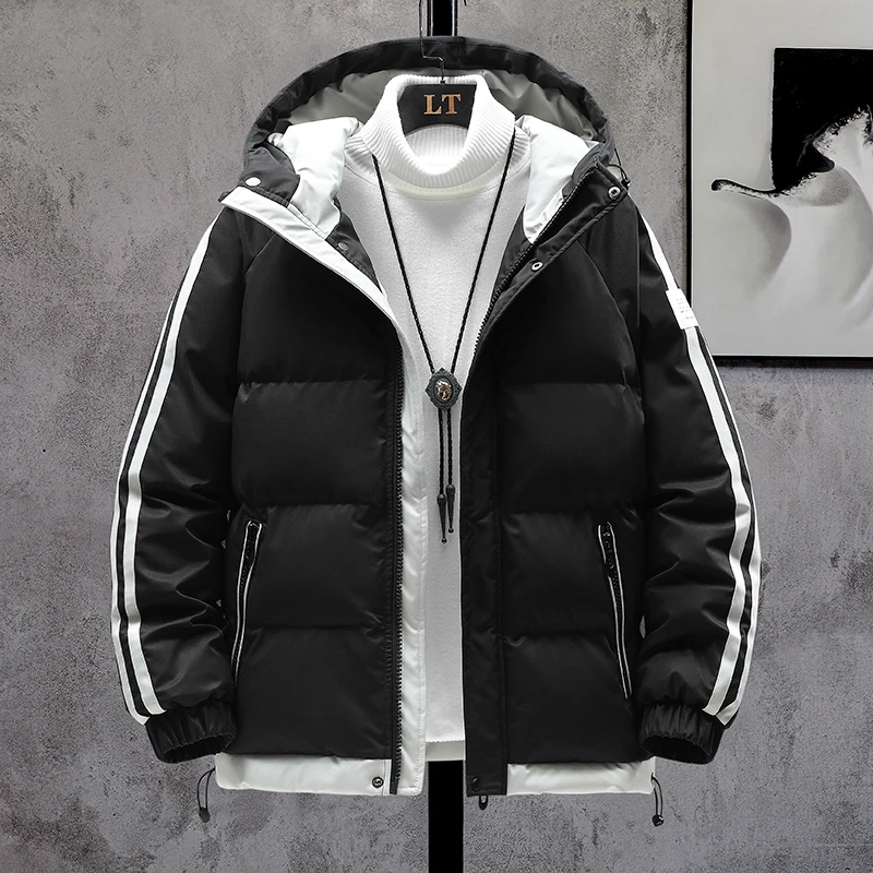 Yapu Nieuwe Mannen Dikke Jas Koreaanse Parka Coat Fashion Casual Uitloper Mens Winter Straat Trend Patchwork Jassen Parka 2021