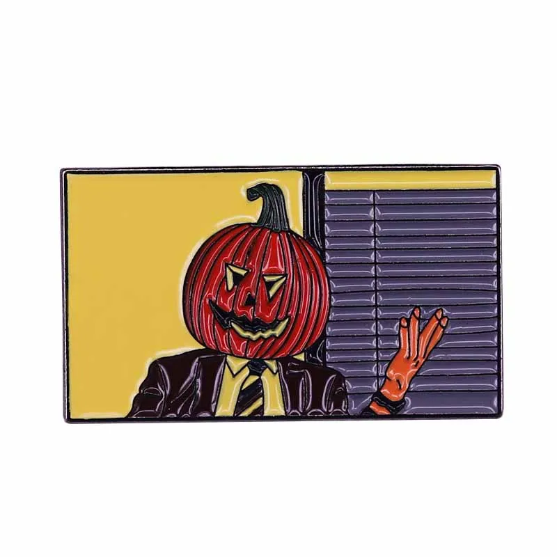 Dwght pumpkin head Enamel Pin The Office Halloween Badge the pumpkin should rot off of my head in a month or two, right?