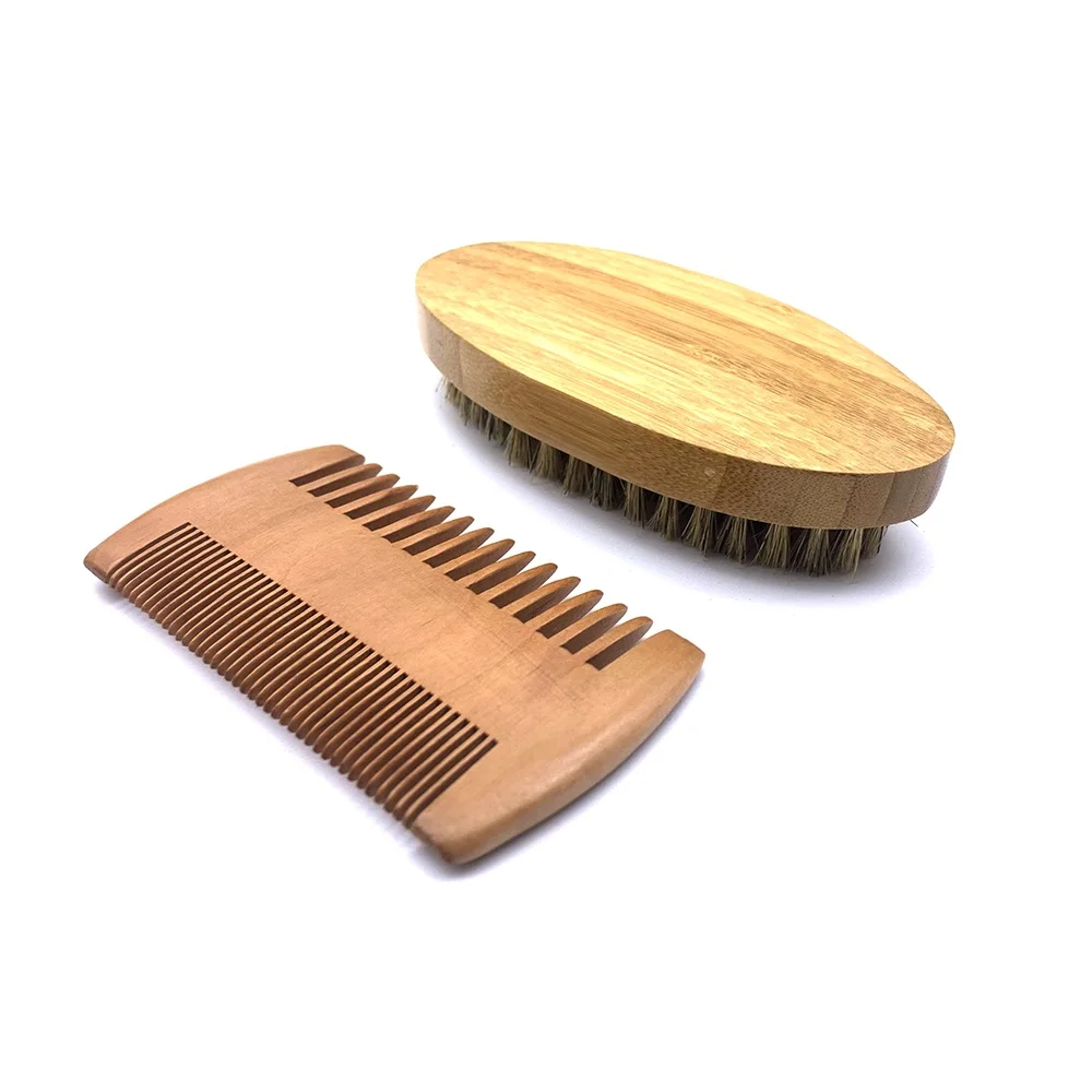 Peines naturales para Barba, cepillo de afeitar ecológico, Kit de Peine de barba para hombres, juego de reparación de bigote, cerdas de pelo