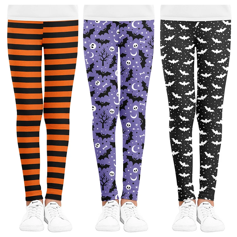 

Girls Leggings Spring Summer Cartoon Bat Pumpkin Print Skinny Pants Girls Pencil Pants Kids Trousers Children Halloween Clothes