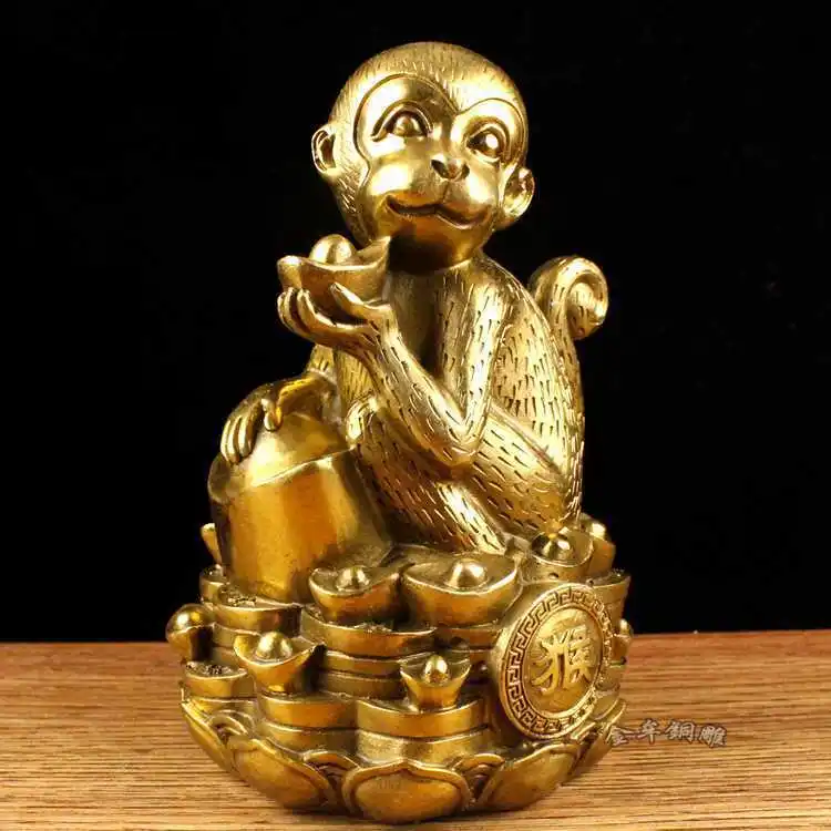 Bronze Ingot Monkey Zodiac Monkey Home Decoration Metal Ornament Handicraft Ornament Copper Crafts Chinese Zodiac