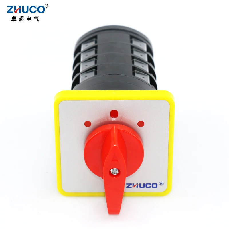 

ZHUCO LW5D-16/D1044.4 16A 500V Three Position Four Pole Silver Contact Elecrical Rotary Selector Transfer Changeover Cam Switch