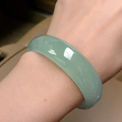 Natural Handmade Green Jade Bangle Bracelet with Floating Flower Design Emerald Ladies Jewelry Gift for Party