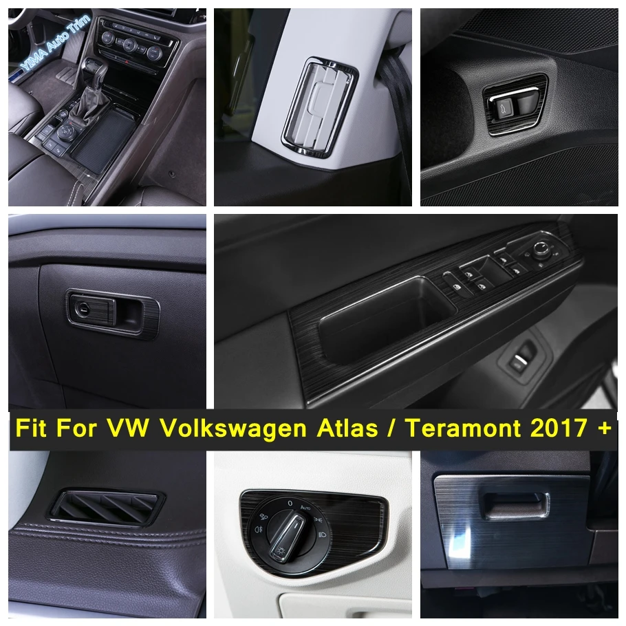 Gear Shift Panel Main Driving Storage Box Handle Cover Trim For VW Volkswagen Atlas / Teramont 2017 - 2020 Black Interior Parts