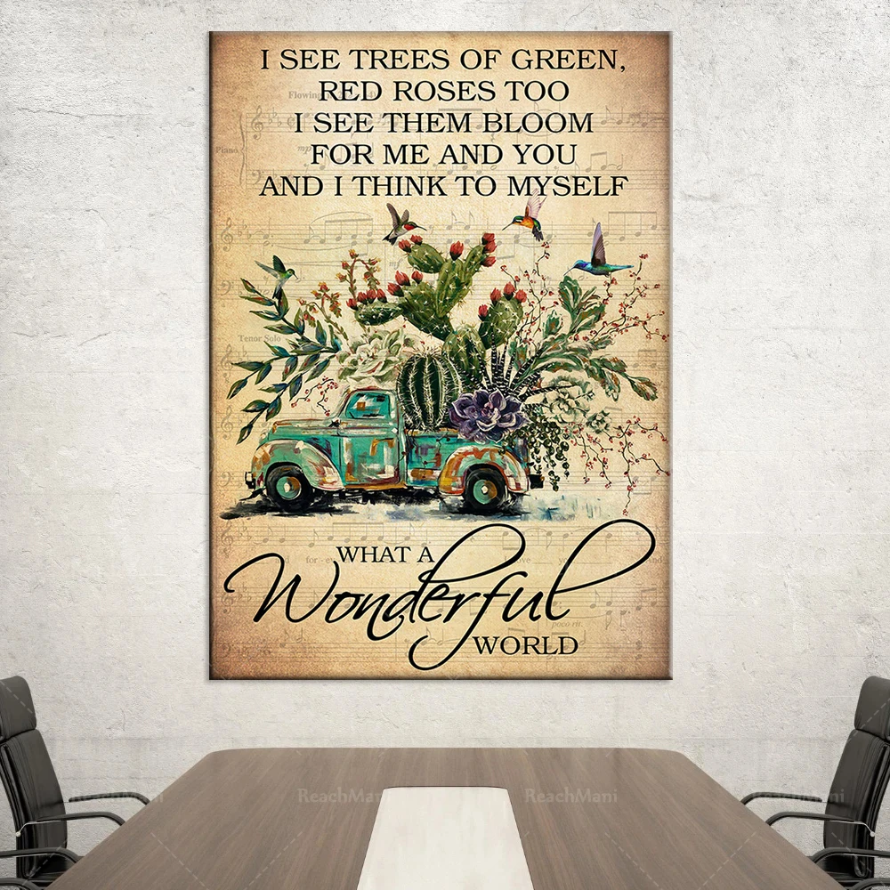 Gardening and Hummingbird Lovers What a Wonderful World Lyrics Gardener Posters Living Home Decoration Wall Art Posters