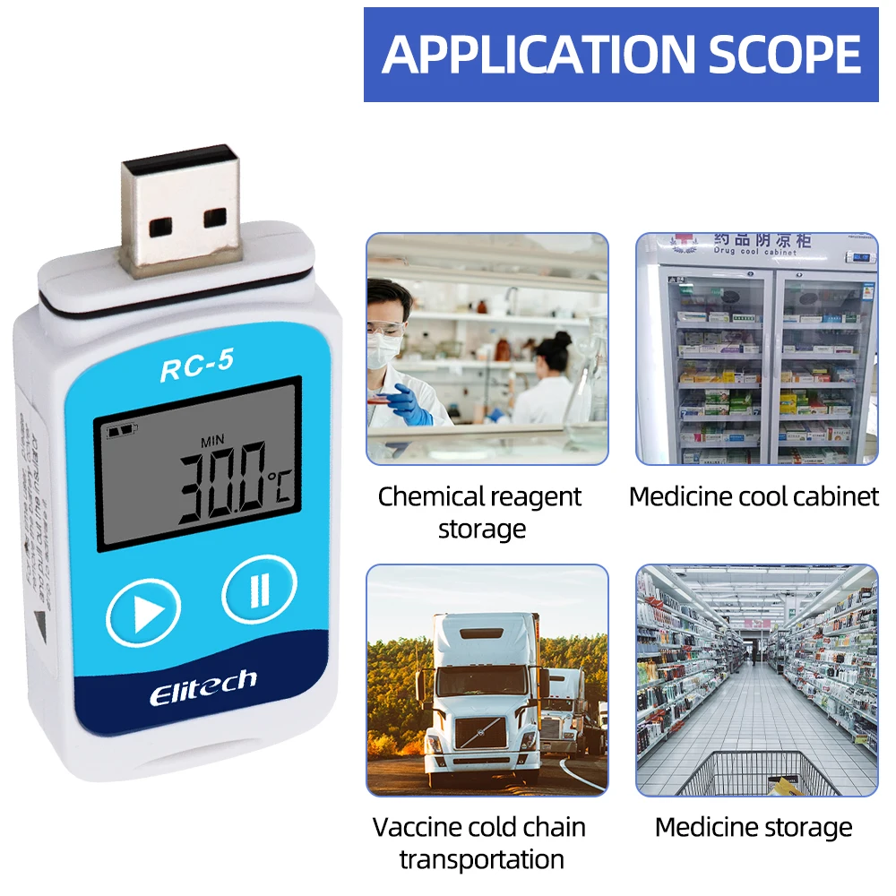 RC-5 USB temperatura Data Logger registratore sensore esterno 32000 punti Digital alta precisione temperatura Datalogger