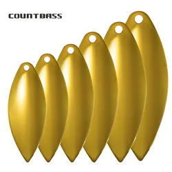 Countbass 50pcs COUNTBASS Size 1-6 Gold Plated Steel Willow Spinner Blades Smooth Finish, DIY Spinner bait Fishing Lures