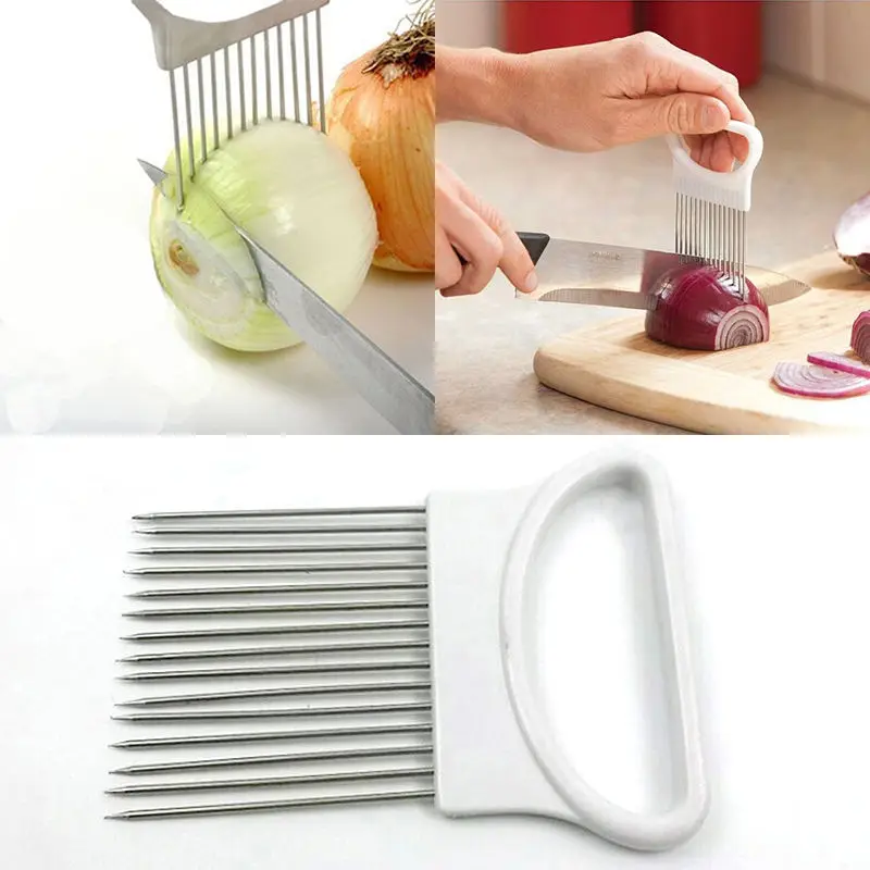 1PC Onion Tomato Vegetable Slicer Cutting Aid Guide Holder Slicing Cutter Gadget