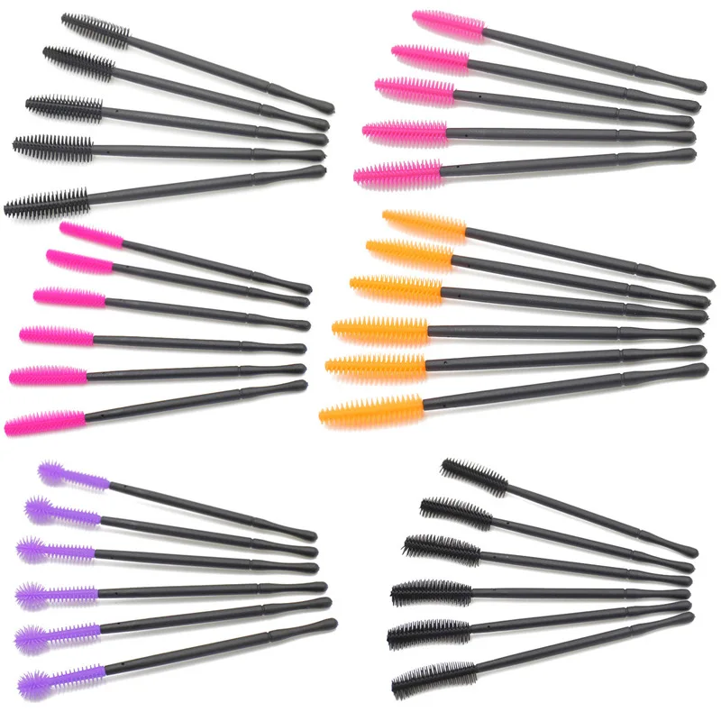 50pcs Disposable Silicone Eyelashes Brushes Eyebrow Brush Eye Lashes Extension Professional Tools Cosmetic Makeup Brush