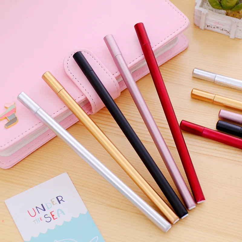 

5Pcs 0.5mm Cute Kawaii Black Ink Gel Pen Simple Office Plastic Gel Pens for Writing Office School Supplies Stationery