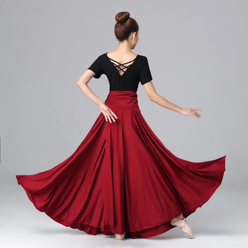 Women Dancing Costume Flamenco Waltz Ballroom Dance Skirt Classical Competition Practice Bandage Big Swing Spanish Skirts