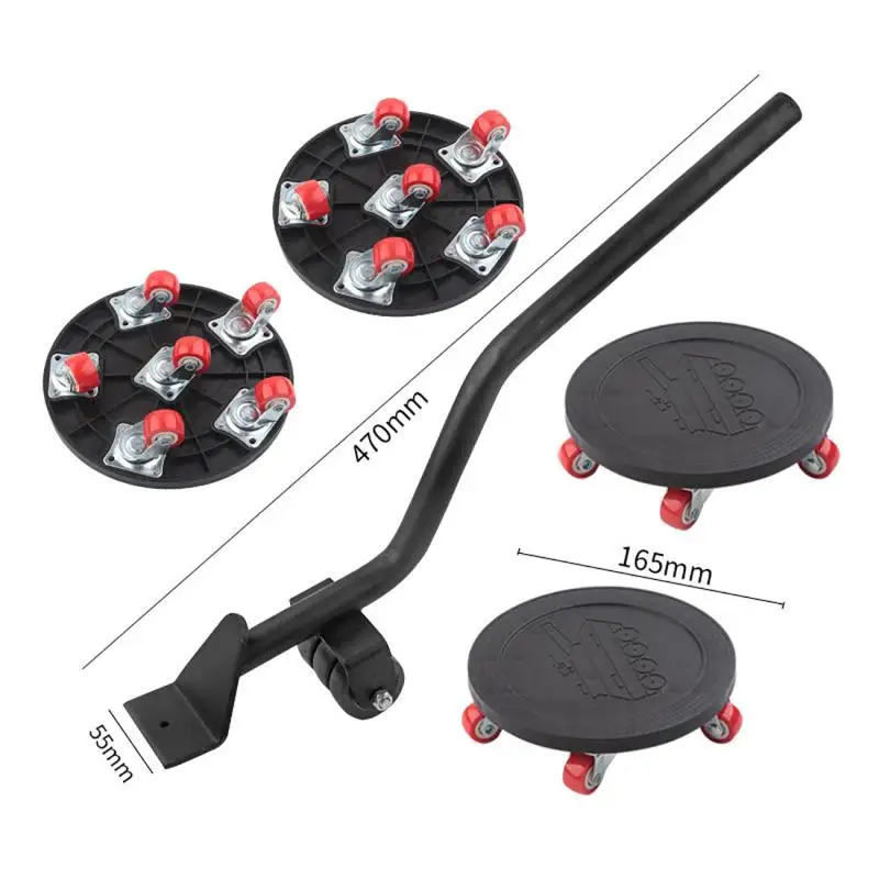 9Pcs/set Black Disc Moving Tool Heavy Object Mover Household Furniture Shifter Stuffs Moving Hand Tools Wheel Bar Mover Device