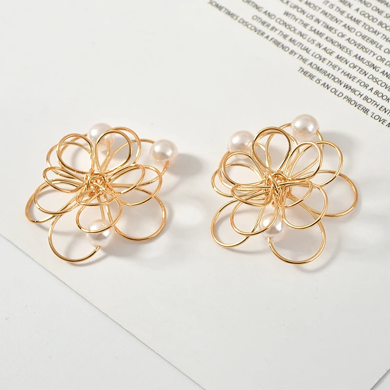 Min order 20pcs/lot beads core cartoon flowers shape Winding copper florals diy jewelry earring/garment accessory