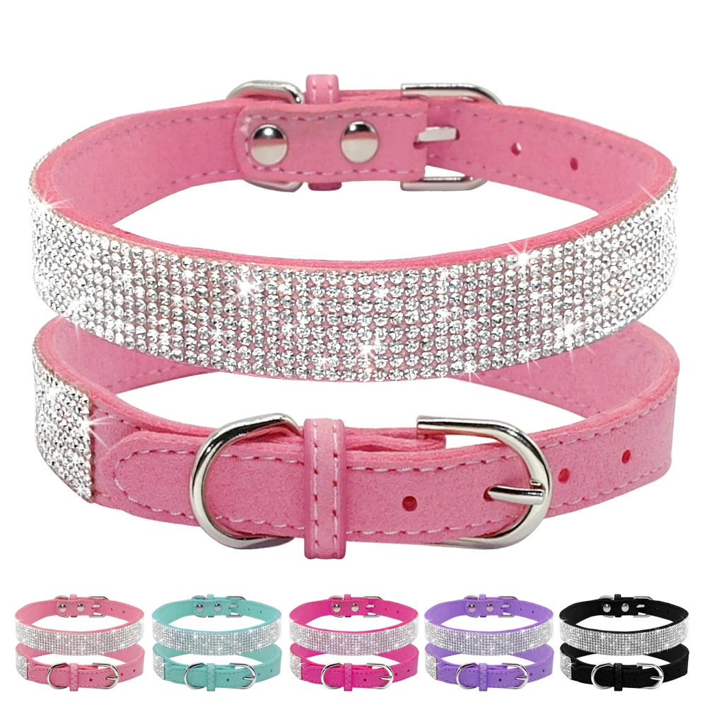 Rhinestone Dog Collar Bling Crystal Cat Dog Collars and Leash Set Pet Walking Leash Leads  Adjustable For Small Medium Dogs