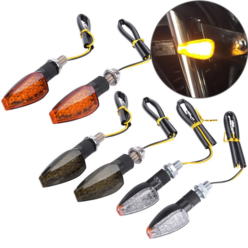 2PCS Universal 12V Flashing Turn Signals Motorcycle LED Lights Rear Blinker Indicator For Cafe Racer Honda BMW Yamaha