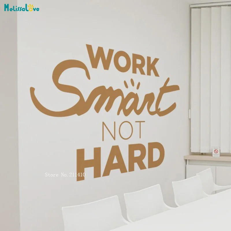 Work Smart Not Hard Wall Sticker Office Decor Staff Hall Vinyl Murals Removable Decals Encourage Employees Poster YT3028