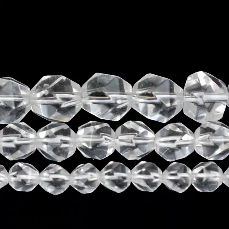 Natural Stone Faceted White Clear Quartzs Crystal Loose Spacer Beads For Jewelry Making DIY Bracelet Strand 15\