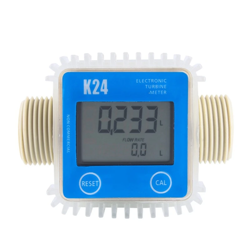 1 Pcs K24 Lcd Turbine Digital Fuel Flow Meter Widely Used For Chemicals Water