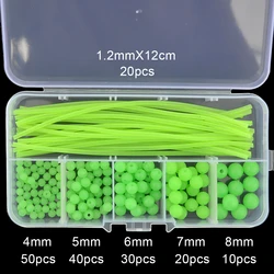 Luminous Fishing Beads Tube 170pcs/set Soft Rubber Rig Tube Sleeve Accessories Floating Glow Fishing Beads Fishing fishing tools