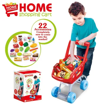 Super Market toy set plastic shopping cart kids toy interactive children shopping basket trolley food pretend play kitchen toy