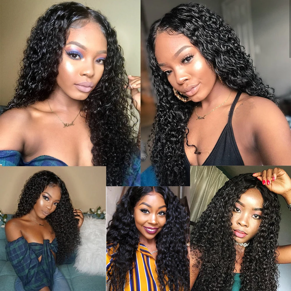 Malaysian Raw Kinky Curly13x4 Lace Frontal Wig Pre-Plucked Human Hair Wigs with Baby Hair Natural Hairline 4x4 Lace Closure Wig