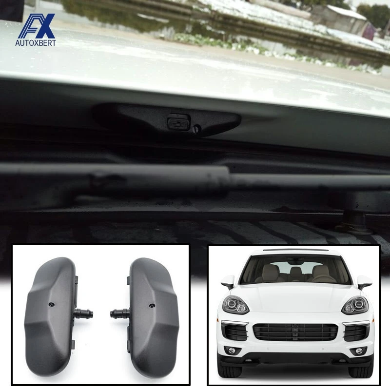 Pair Front Windshield Washer Nozzles Jet Heated Set For Porsche Cayenne For Panamera 2011 2012 2013 2014 2015 2016