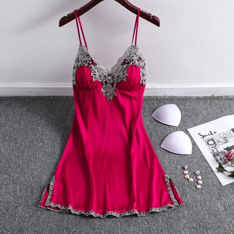 Nightgown Women Nightdress Sleepwear Lace Nightie Black Red Woman Dress Summer 2021 New Sexy Nightgowns 잠옷 Nuisette Robe Femme