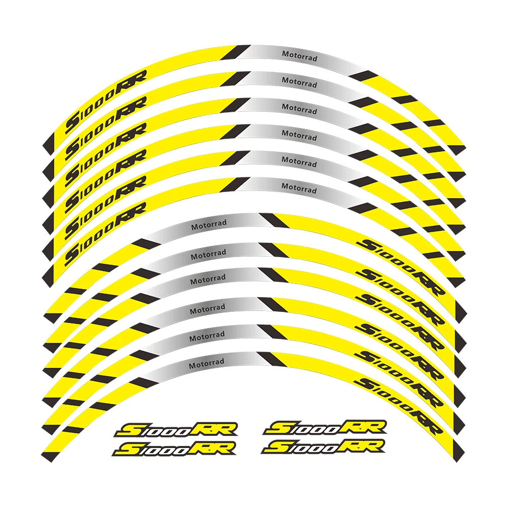 Pegatinas de borde exterior para ruedas delanteras y traseras de motocicleta, calcomanías de rueda de rayas reflectantes para BMW S1000RR