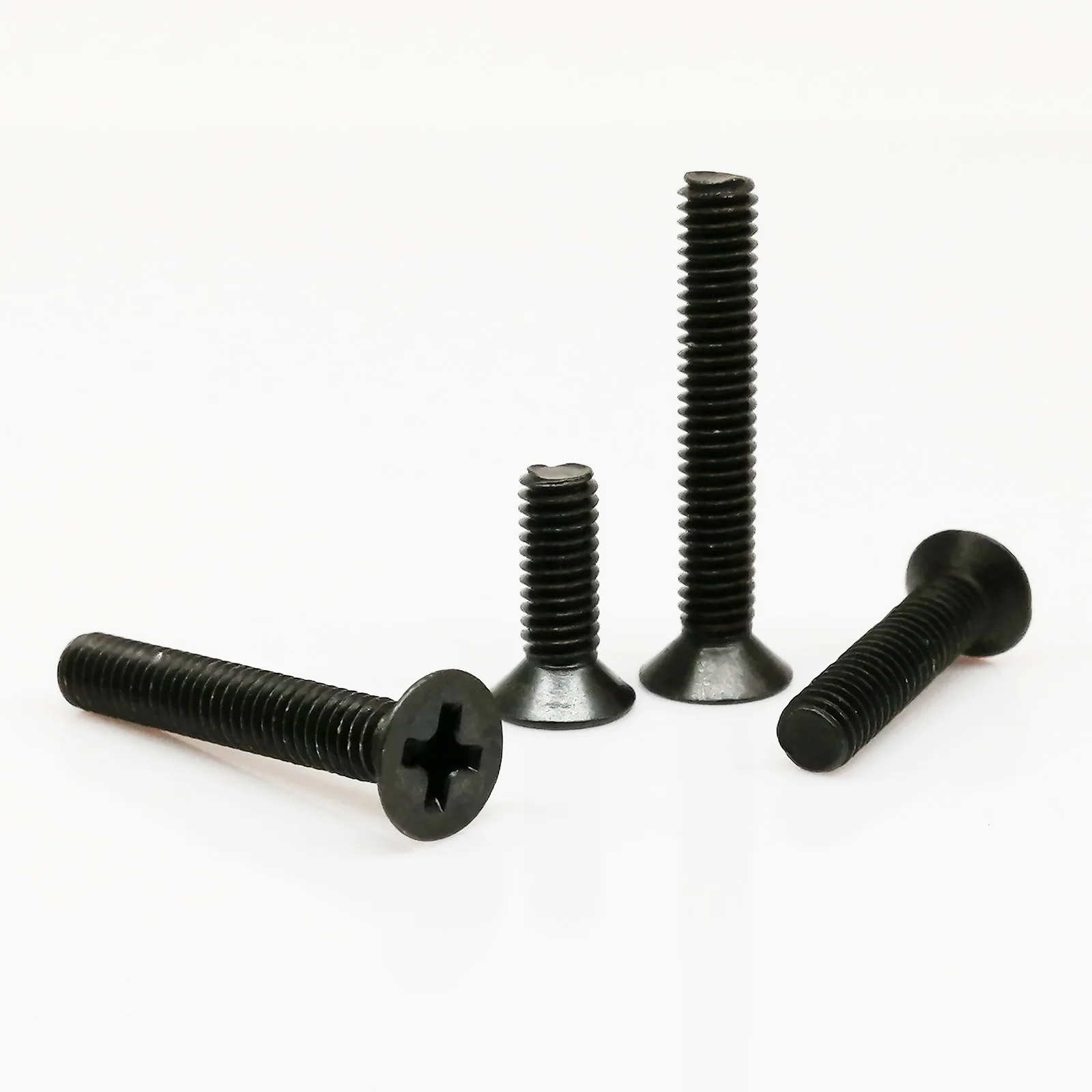 50pcs M1 M1.2 M1.4 M1.6 M2 M2.5 M3 M3.5 M4 GB819 Mini Small Micro Black Steel Cross Phillips Flat Countersunk Head Screw Bolt